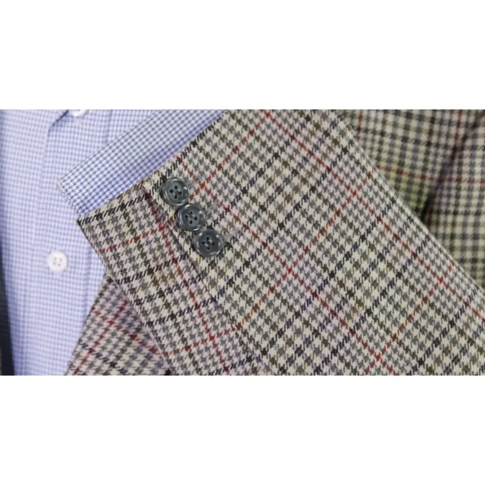Magee Ireland Gray Black Green Check Wool 2-Btn Sportcoat Blazer 40R